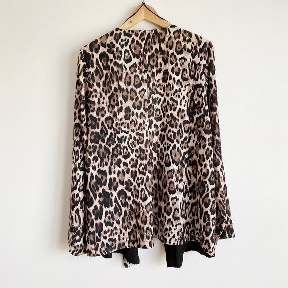 Socialite Curve NWOT Women's Casual Blazer, Open Front, Leopard Print, Size 2X - Picture 2 of 8